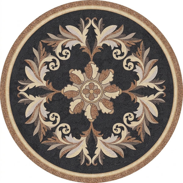 Onyx Acanthus Leaf Medallion Marble Mosaic Art