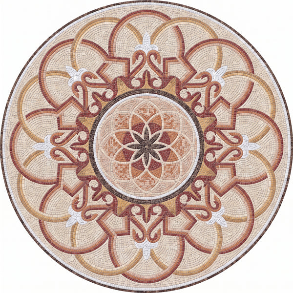 Andalusian Arabesque Medallion Marble Mosaic Art