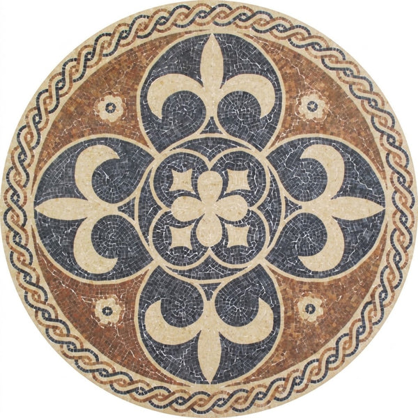 Slate Fleur Quatrefoil Medallion Marble Mosaic Art