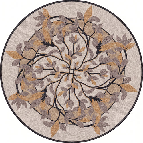 Tulip Vine Wreath Medallion Marble Mosaic Art