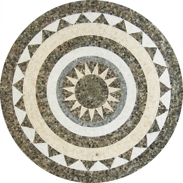 Verde Sunburst Star Medallion Marble Mosaic Art