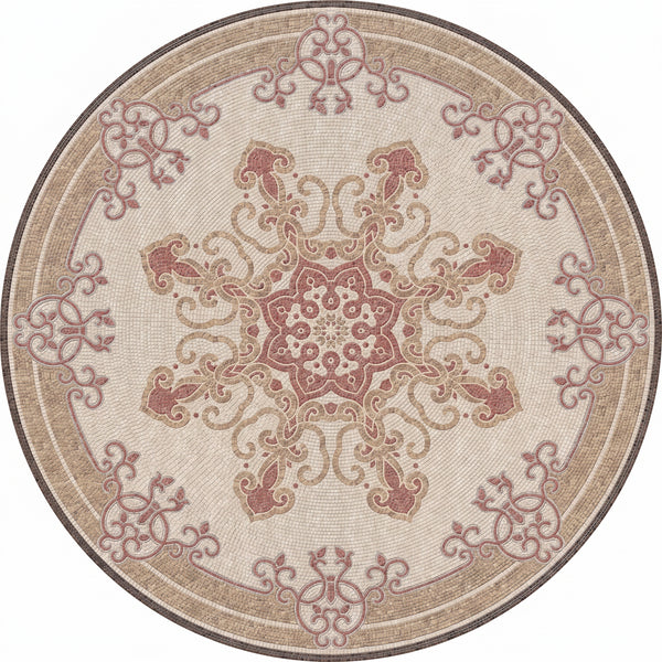 Blush Arabesque Mandala Medallion Marble Mosaic Art