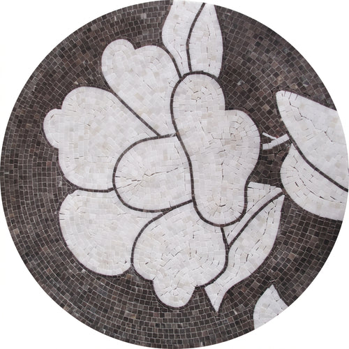 White Flower Medallion Marble Mosaic Art