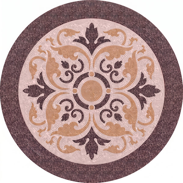 Plum Acanthus Medallion Marble Mosaic Art