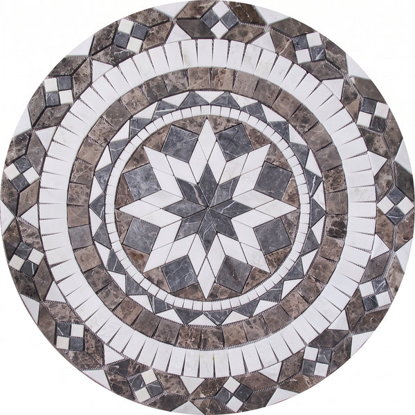 Emperador Starburst Medallion Marble Mosaic Art