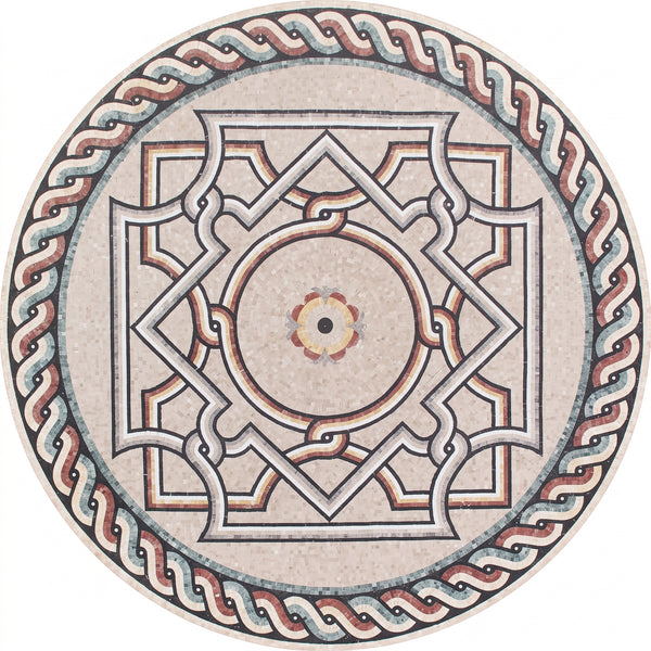 Arabesque Knot Medallion Marble Mosaic Art