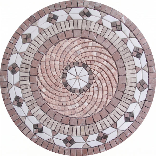 Rose Spiral Swirl Medallion Marble Mosaic Art