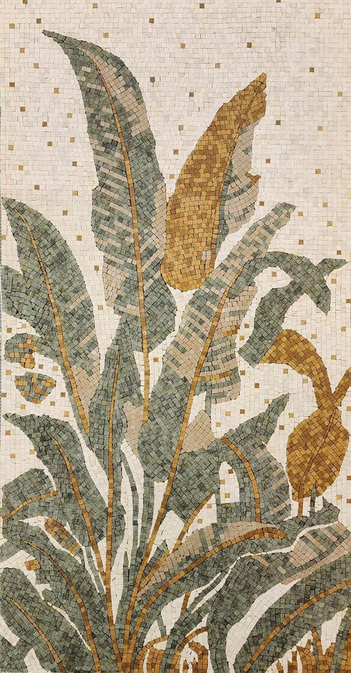 Tropical Banana Leaf Botanical Mosaic Art