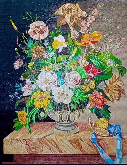 Dutch Floral Still Life Bouquet Mosaic Art