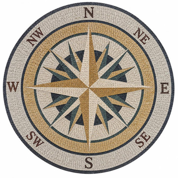 Compass Rose Medallion Mosaic Art