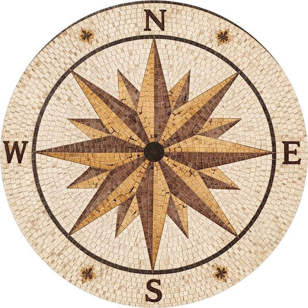 Nautical Compass Star Medallion Mosaic Art