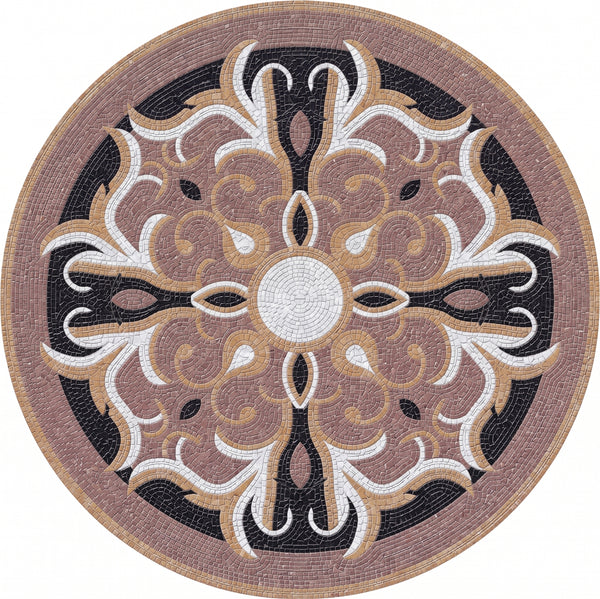 Mauve Fleur Cross Medallion Marble Mosaic Art