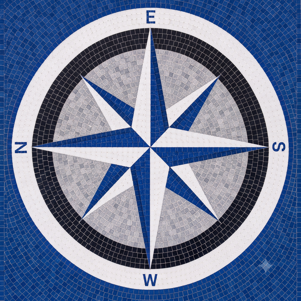 Nautical Compass Rose Mosaic Medallion