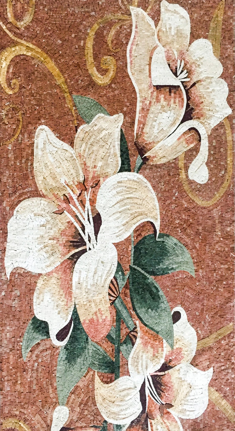 Mosaic Floor Tiles - Hand Cut Flowers