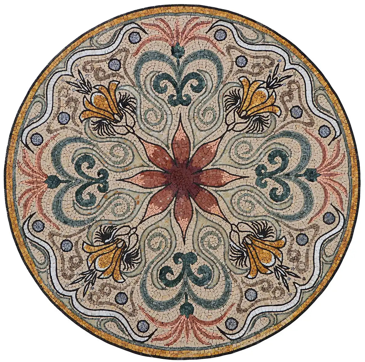 Arabesque Mosaic Medallion - Outdoor Stone Art