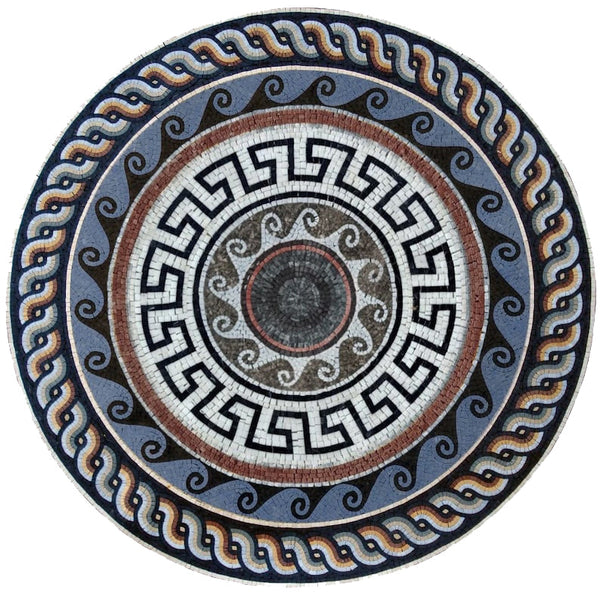 Geometric Mosaic Rug with Intersecting Lines: Dynamic Design