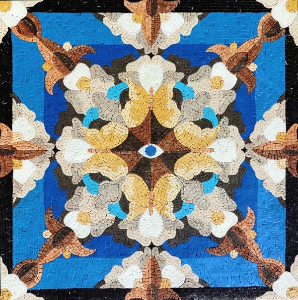 Bold Geometric Mosaic Rug: A Contemporary Focal Point