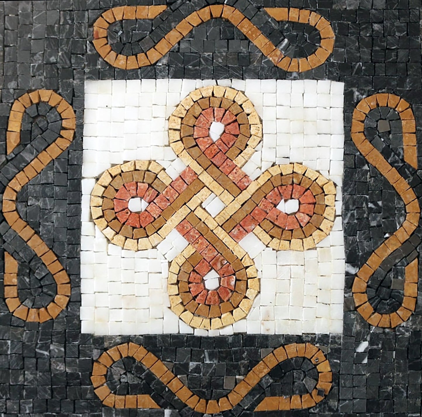 Geometric Mosaic Rug with Organic Shapes: Natural Artistry | Geometric Mosaics | iMosaicArt