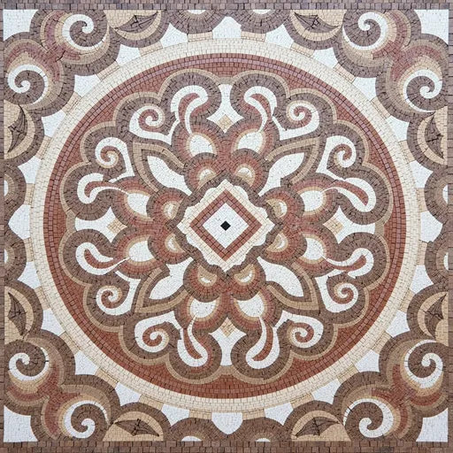 Contemporary Art Deco Fan Motif Premium Tile Art Stone Mosaic Art