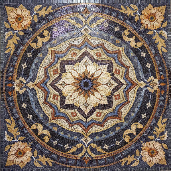 Contemporary Moroccan Star Medallion Premium Tile Art Stone Mosaic Art