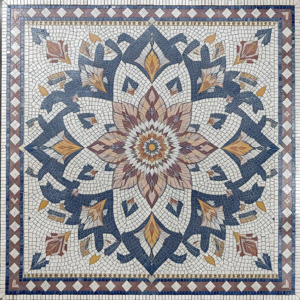 Hand-Set Op Art Cube Pattern Premium Tile Art Stone Mosaic Art