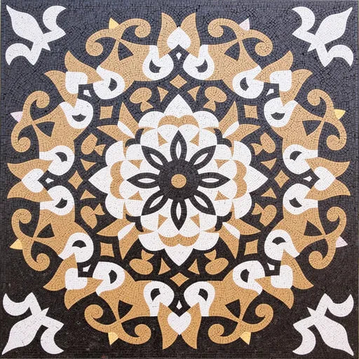 Stonecrafted Art Deco Fan Motif Premium Tile Art Stone Mosaic Art