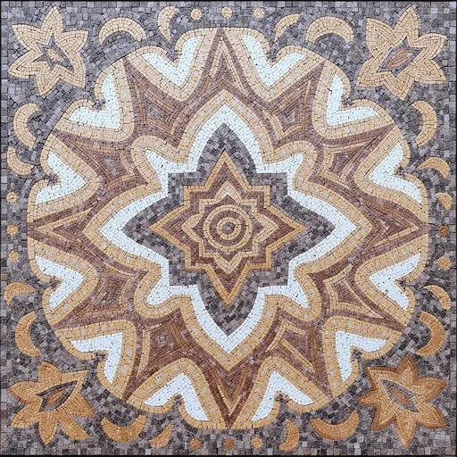 Hand-Set Abstract Tessellation Grid Premium Tile Art Stone Mosaic Art