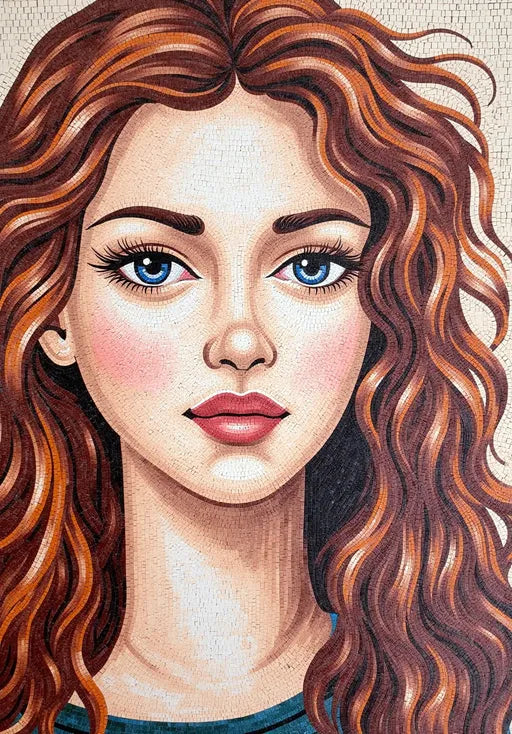 Graceful Young Woman Portrait Mosaic: A Captivating Expression of Youth