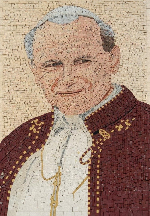 Saint John Paul II Portrait Mosaic - Papal Religious Art