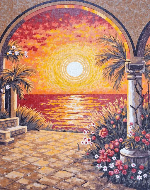 Golden Fields Landscape Mosaic: A Rich Harvest Scene