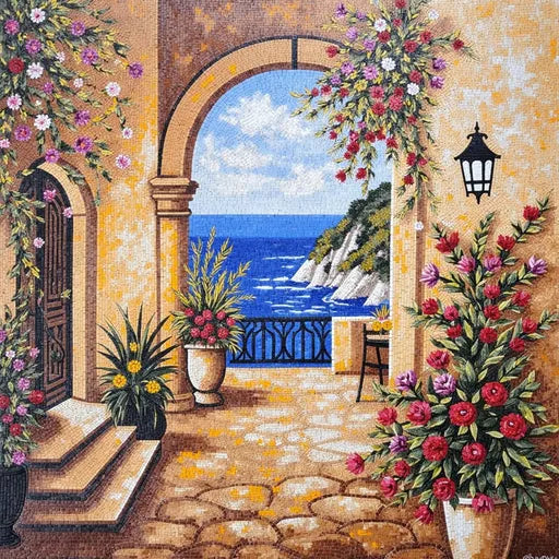 Beachfront Landscape Mosaic: Soothing Ocean Views