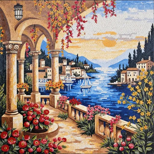 Timeless Snowy Mountain Vista Premium Tile Art Stone Mosaic Art