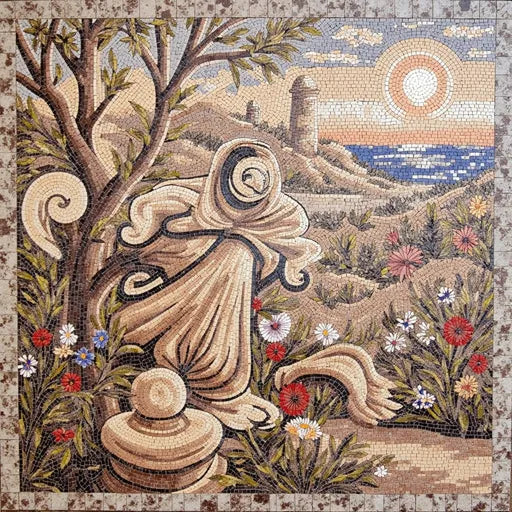 Snowy Mountain Vista Premium Mosaic Tile Art
