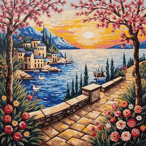 Decorative Venetian Canal View Premium Tile Art Stone Mosaic Art