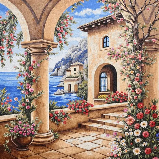 Signature Snowy Mountain Vista Premium Tile Art Stone Mosaic Art