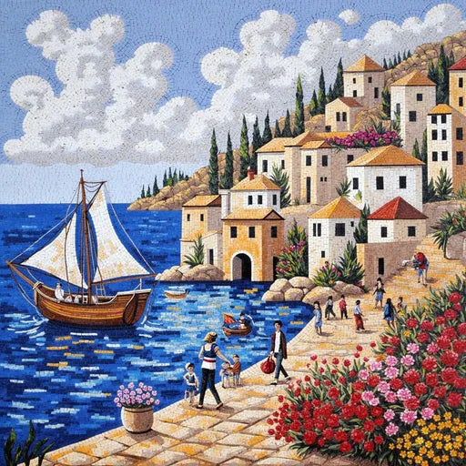 Premium Snowy Mountain Vista Premium Tile Art Stone Mosaic Art