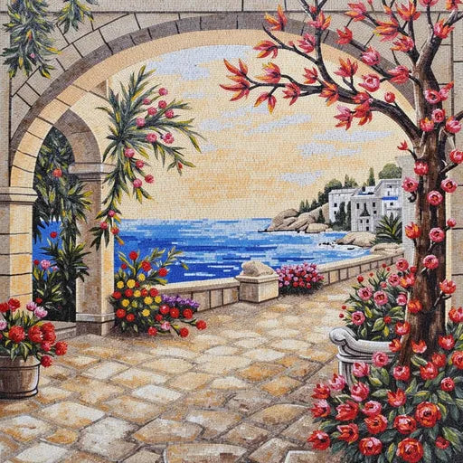 Premium Desert Oasis at Dawn Premium Tile Art Stone Mosaic Art