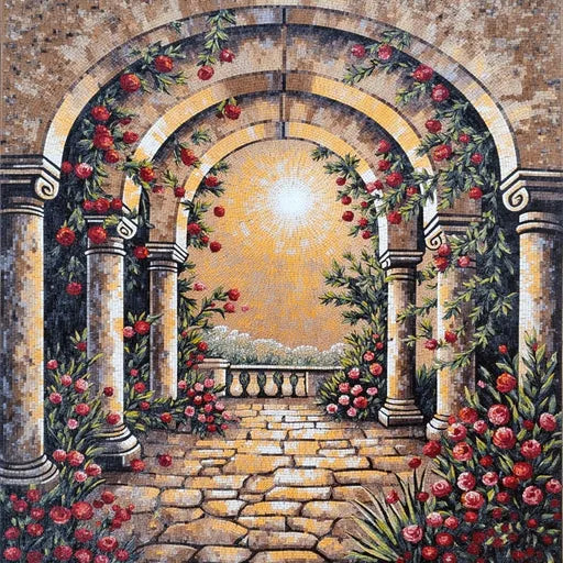 Signature Tuscan Vineyard Sunset Premium Tile Art Stone Mosaic Art