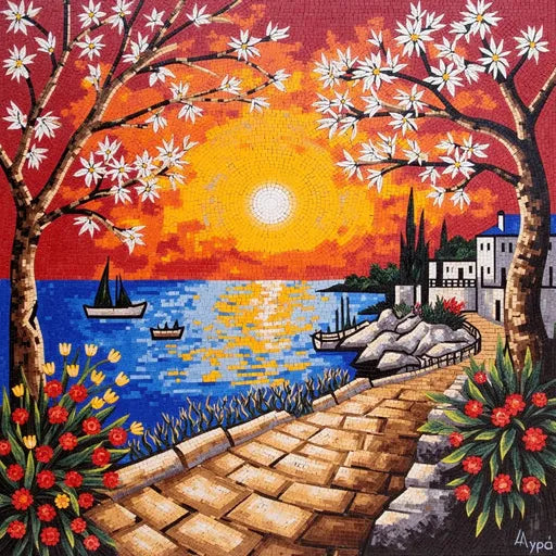 Bespoke Venetian Canal View Premium Tile Art Stone Mosaic Art