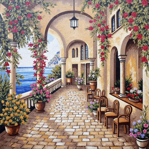 Signature Tuscan Vineyard Sunset Premium Tile Art Stone Mosaic Art