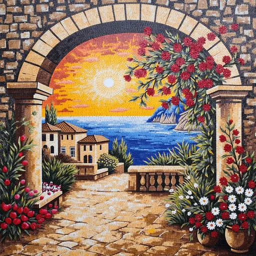 Artisanal Venetian Canal View Premium Tile Art Stone Mosaic Art