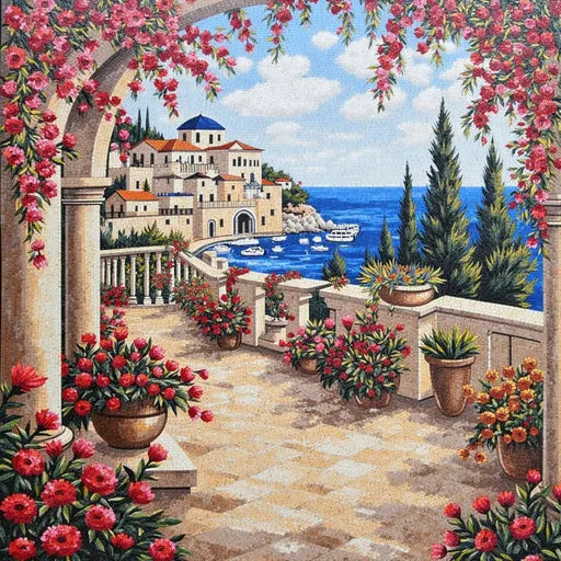 Exclusive Tuscan Vineyard Sunset Premium Tile Art Stone Mosaic Art