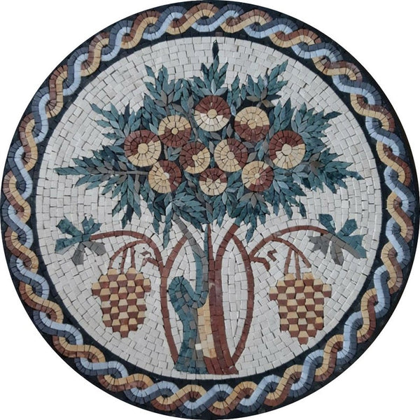 Palm Tree Medallion Mosaic Art