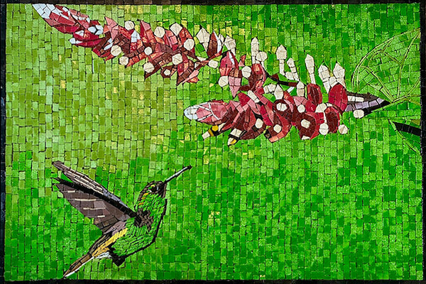 Hummingbird and Flower Mosaic- Mosaic Wall Art