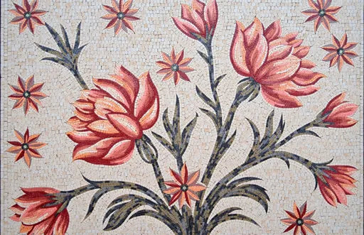 Tropical Flower Mosaic: A Touch of Paradise in Your Home