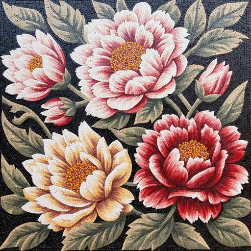 Mastercrafted Rose Bouquet Floral Stone Mosaic Art