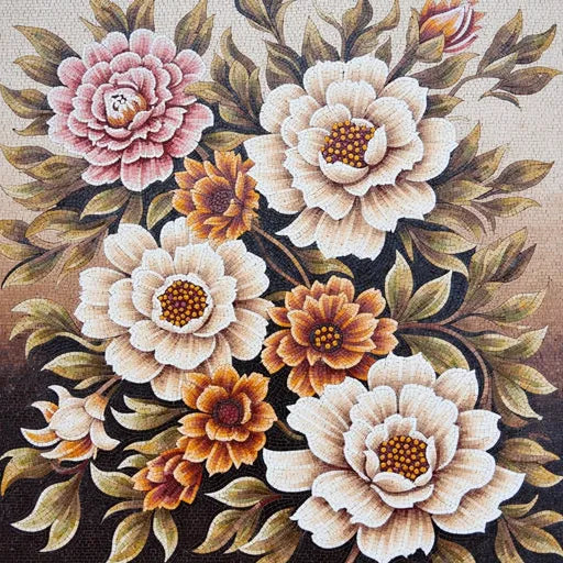 Lily Pond Medallion Handcrafted Floral Mosaic