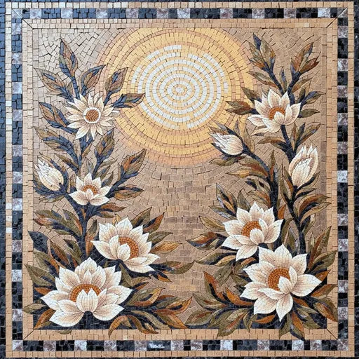 Elegant Rose Bouquet Floral Stone Mosaic Art