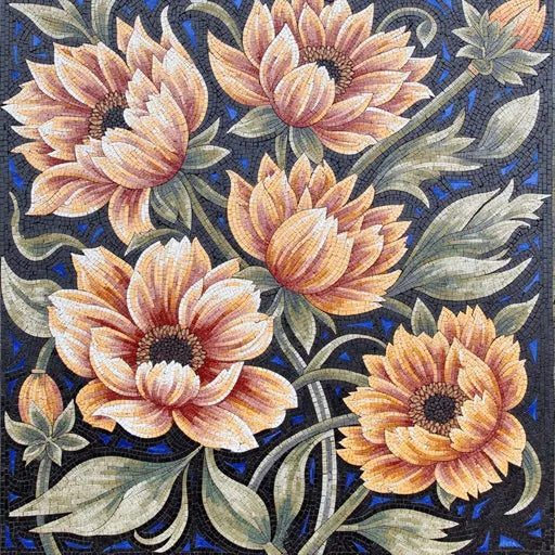 Premium Rose Bouquet Floral Stone Mosaic Art