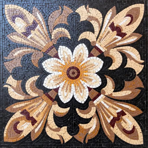 Timeless Abstract Floral Swirl Floral Stone Mosaic Art